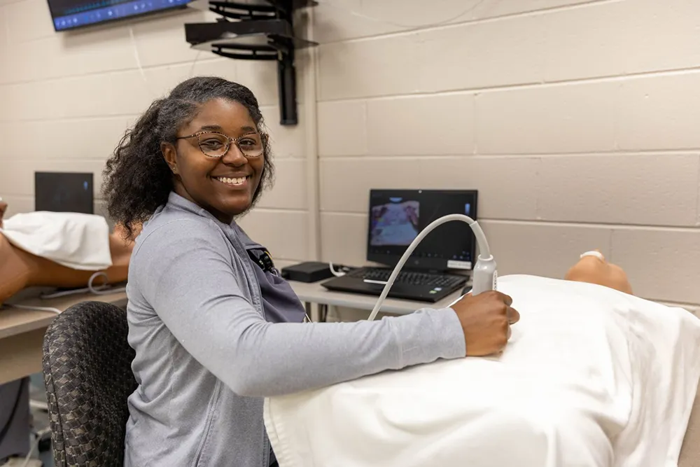 Nursing student in lab
