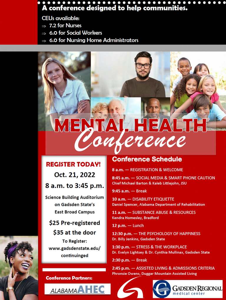 Mental Health Conference at Gadsden State Oct. 21