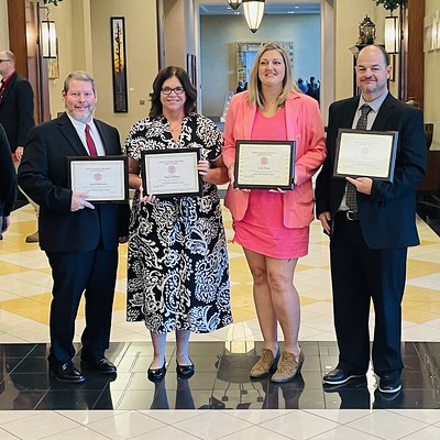 Gadsden State Chancellor’s Award recipients from L to R: Andy Robertson, Patricia Wilborn, Hollie Bonds, Wes Wood