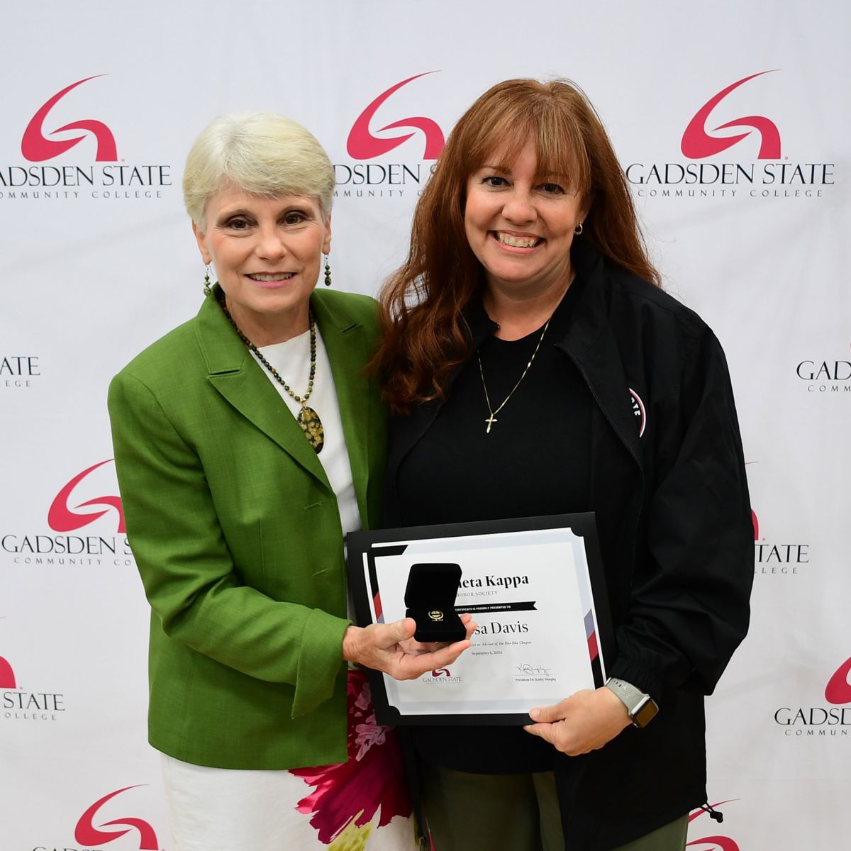 Gadsden State president Dr. Kathy Murphy with Gadsden State’s Phi Theta Kappa honor society advisor Melissa Davis.