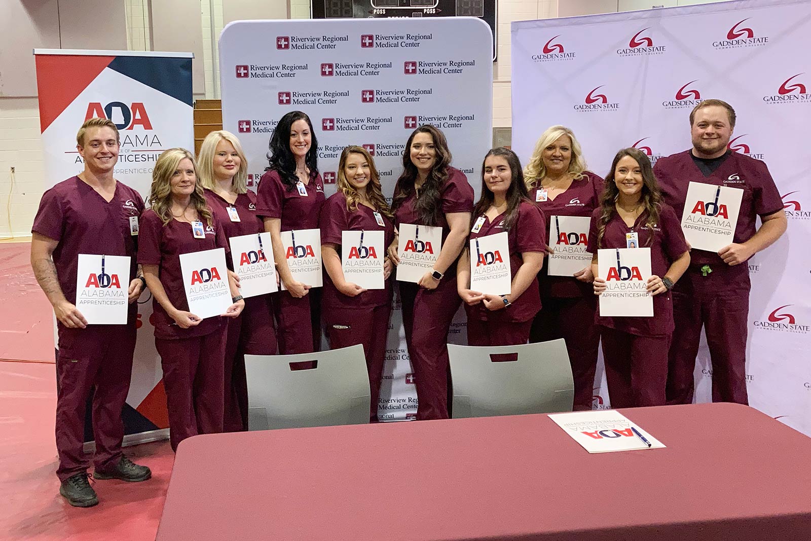 Ten Gadsden State nursing students who signed an apprenticeship with Riverview Regional Medical Center