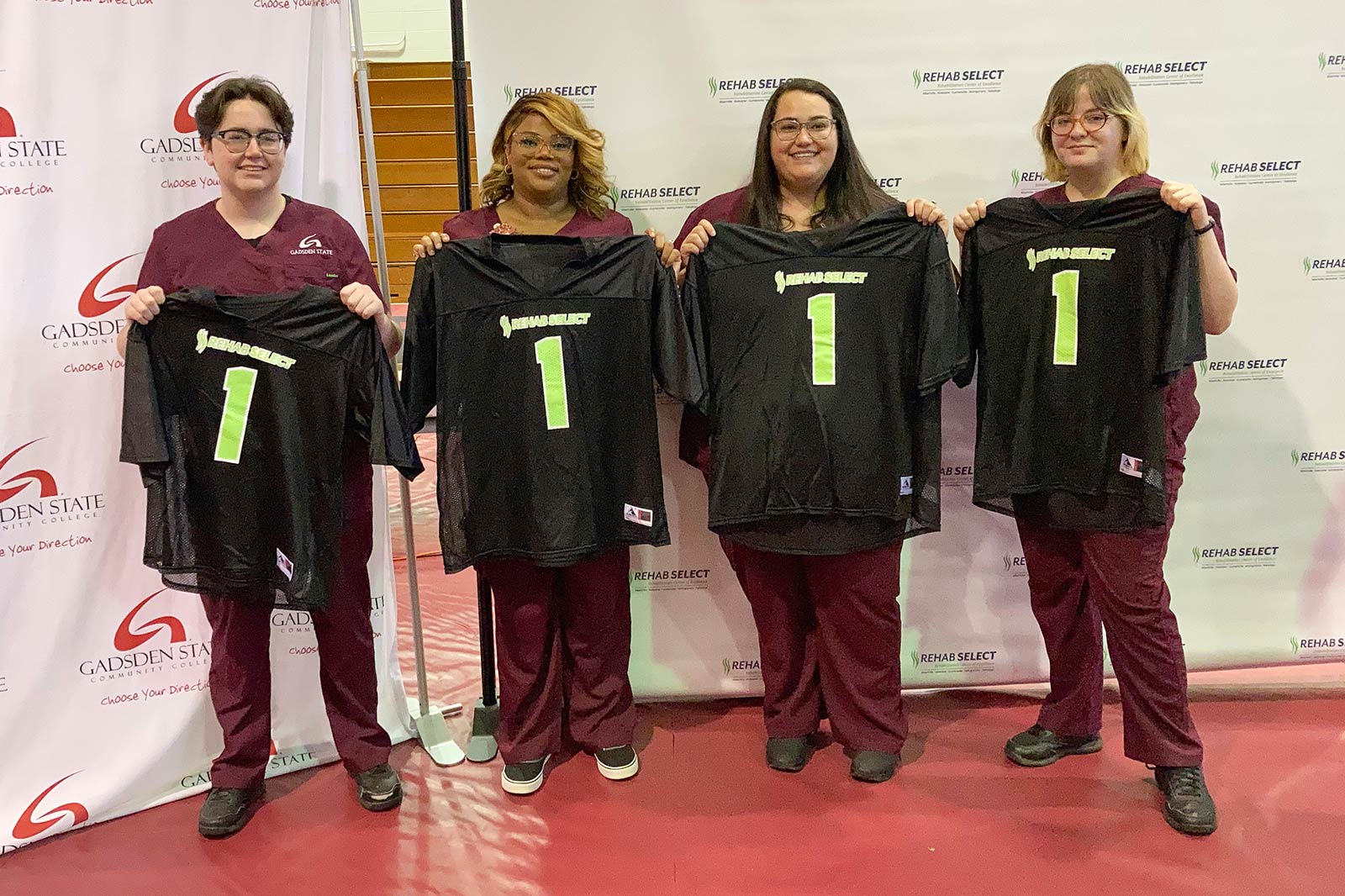 Four Gadsden State nursing students who signed an apprenticeship with Rehab Select