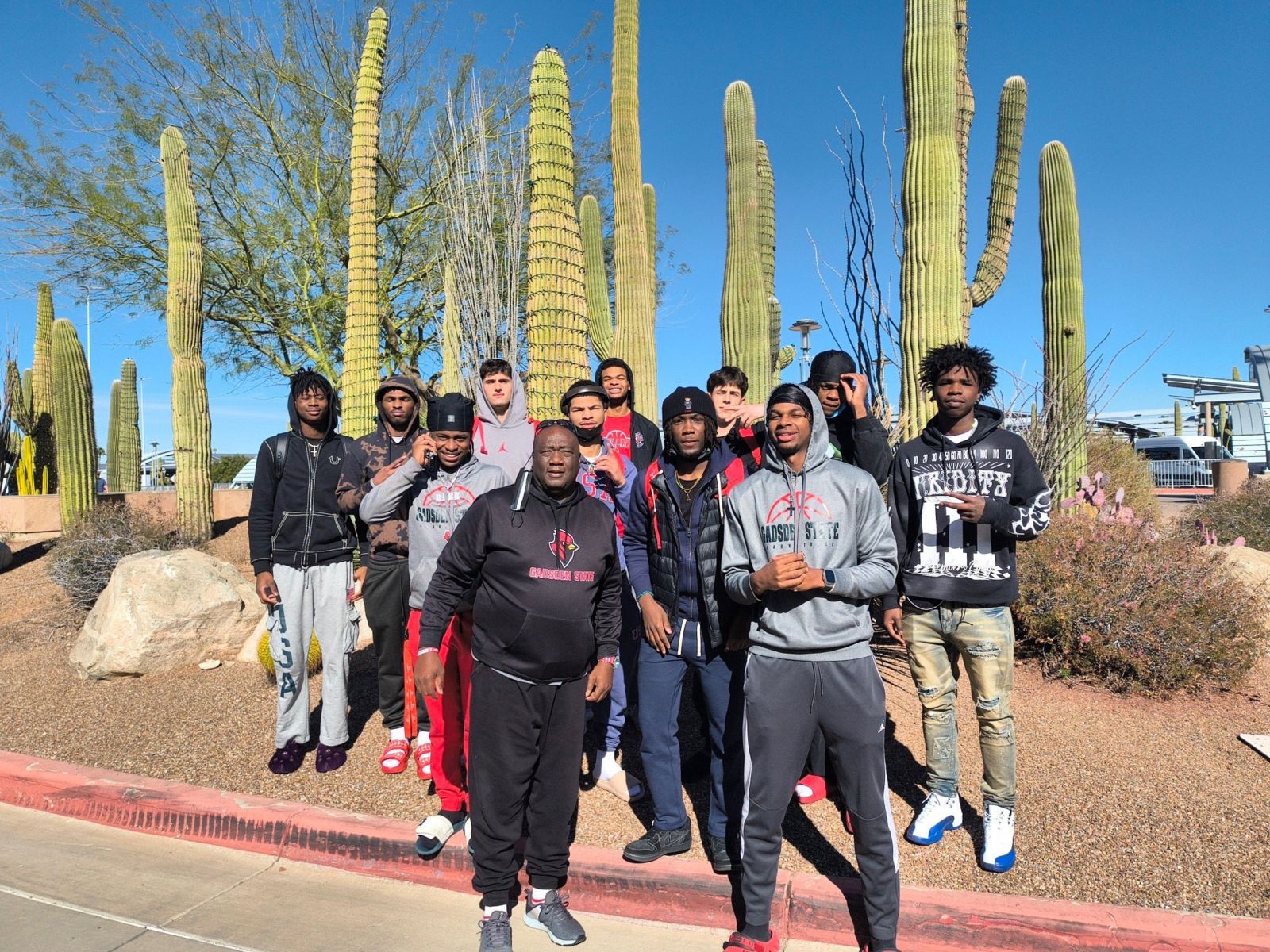 The Gadsden State men’s basketball team in Arizona while competing in the New Year’s Classic at Eastern Arizona College in Thatcher, Arizona