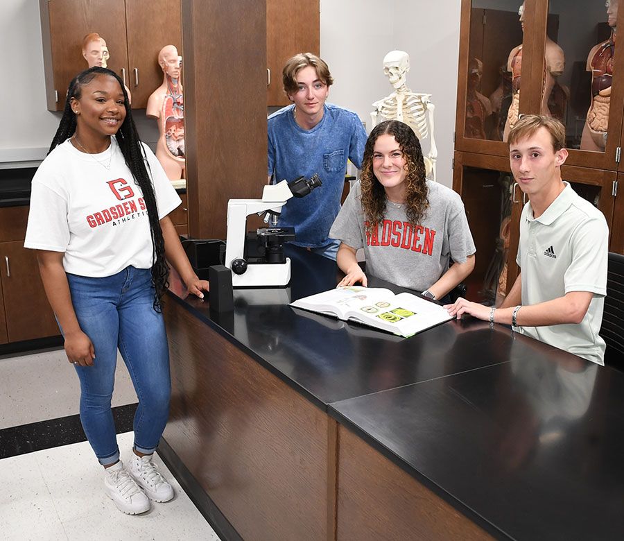 Gadsden State students in the Science Building